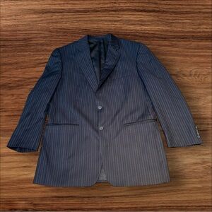 Burberry‎ London Sport Coat Mens 42R Blue Striped Dual Vented Semi-Structured